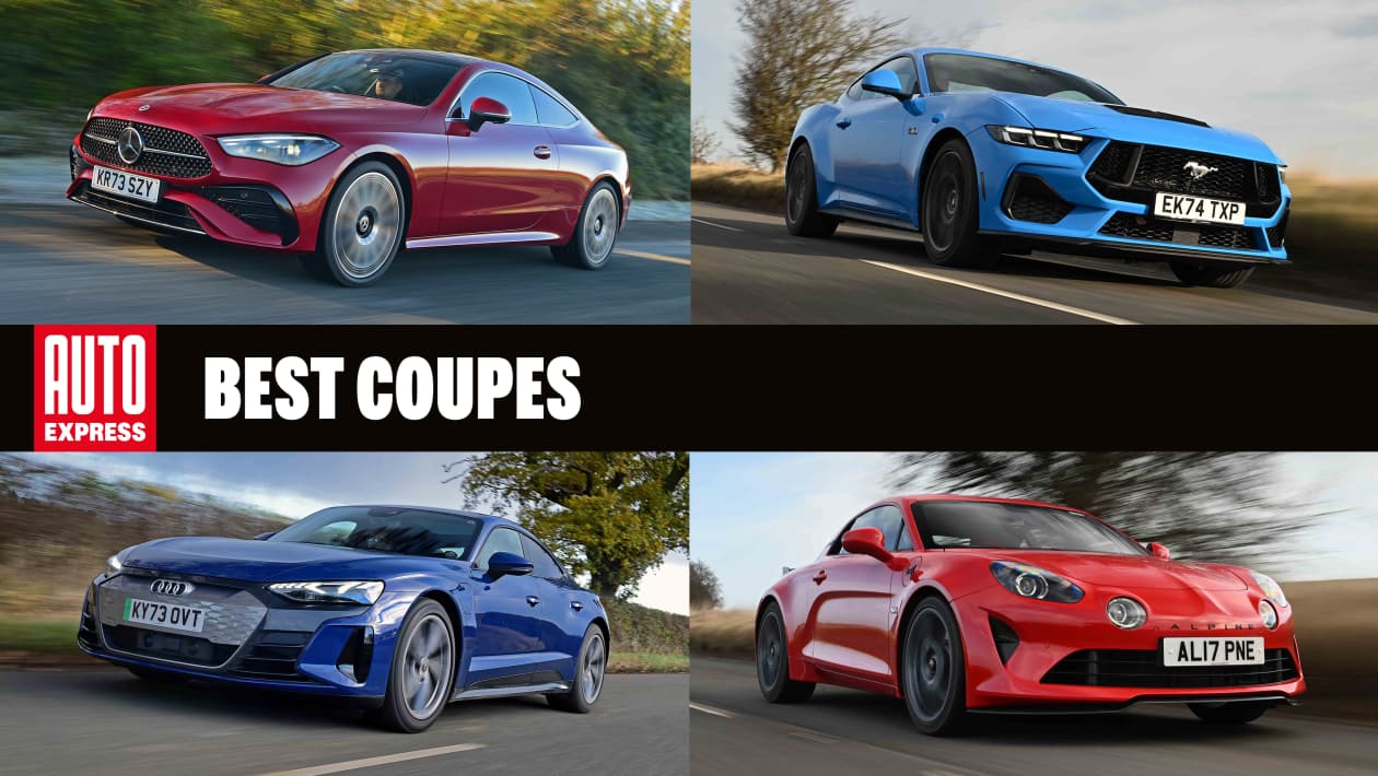 A lineup of coupe models parked in a row, showcasing their diverse designs and styles from different manufacturers.